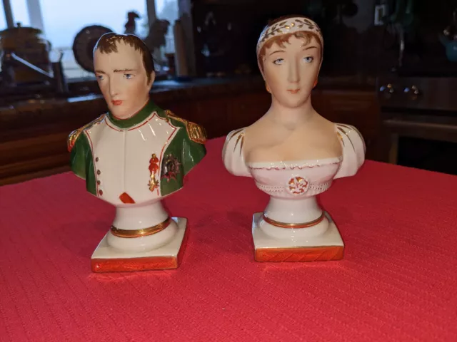 VTG LIMOGES SET "Napoleon & Josephine Bonaparte"  Bisque Porcelain Busts  "MINT"