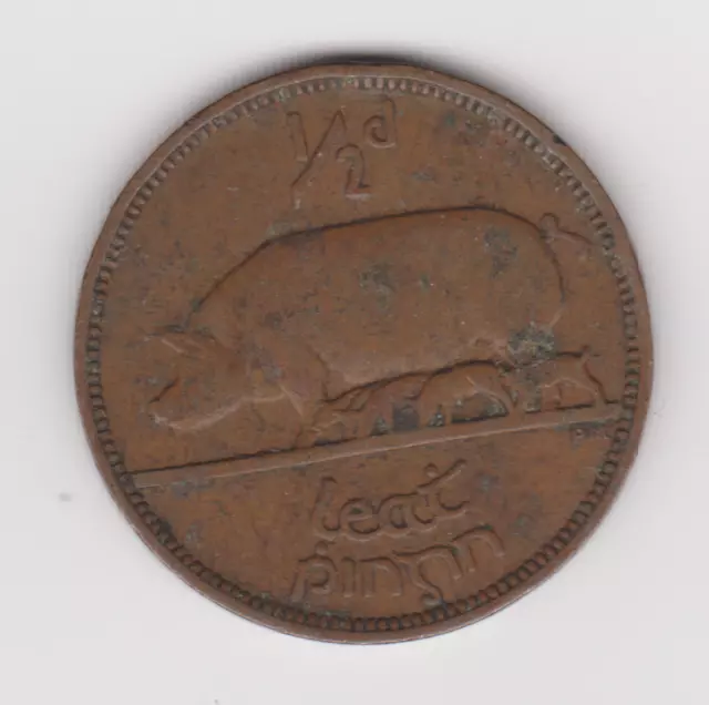 1937 Ireland 1/2 Penny KM#2 | ½ Pingin 1/2d Latin Gaelic Coin