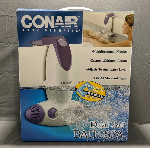 CONAIR BODY BENEFITS Dual Jet Bath Spa With Bonus Bath Pillow BTS7W New