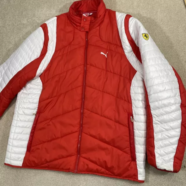 PUMA X SCUDERIA Ferrari Puffer Winter Jacket Mens XL Red White Racing ...