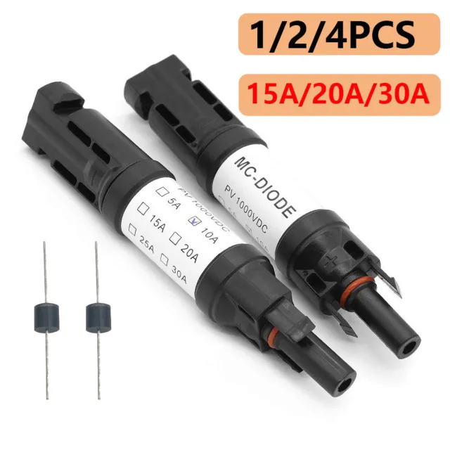 1/2/4x Solardiodenstecker Solardiode 15A 20A 30A Stecker Diode Solarmodul