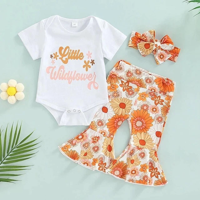 Toddler Baby Girl Clothes Birthday Outfit Floral Bell Set Headban , Bottoms R1P3
