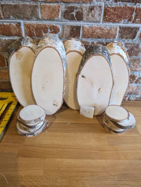 Lot 2: 5x Rustic Oval Log Slices and round Discs Pyography Craft Blank