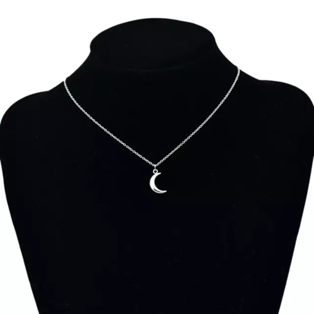 Collana con ciondolo LUNA crescente Argento mezzaluna catena Acciaio inox Donna