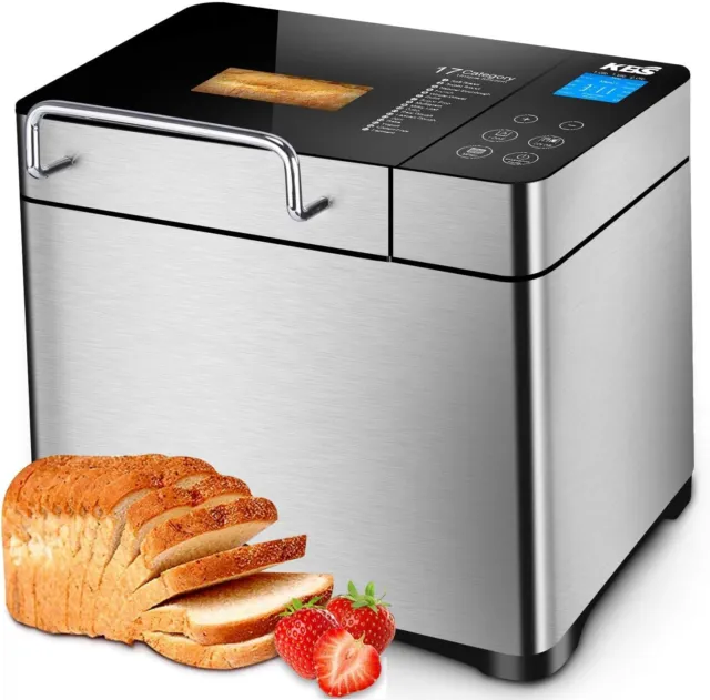 KBS Pro Stainless Steel Bread Machine, 2LB 17-in-1 Programmable XL Bread Maker