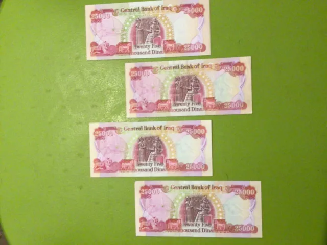100,000 IRAQI DINAR ( 4 x 25000 ) notes