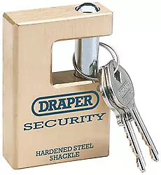 Draper 64201 Expert 63mm Quality Close Shackle Solid Brass Padlock & 2 Keys