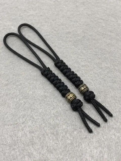 95 Paracord Micro Knife Lanyard 2pk, Gold Cord Snake Knot With Metal Bead
