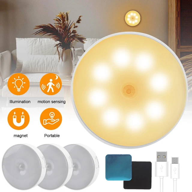 LED MOTION SENSOR Lights PIR Wireless Night Light Battery Cabinet Stair ...