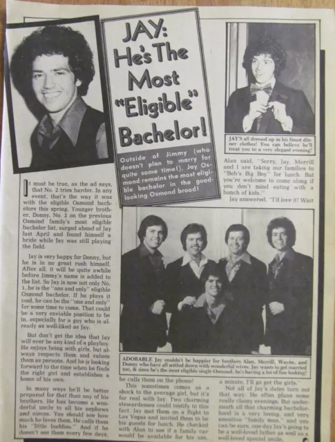 Jay Osmond, Full Page Vintage Clipping, Osmonds Brothers