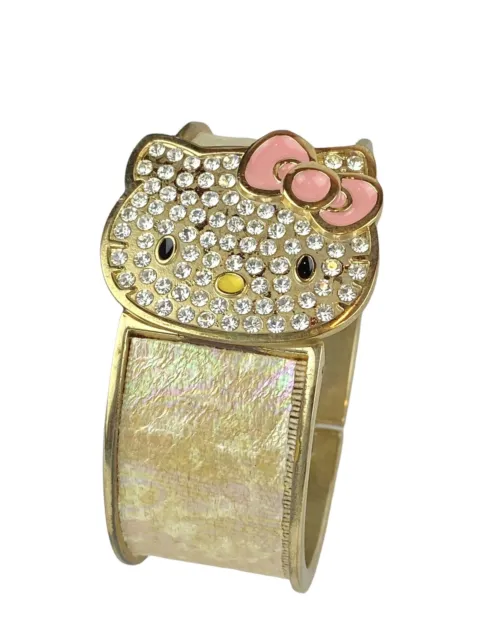 Sanrio Hello Kitty Ladies Rhinestones Cuff Bracelet Bangle Watch NEEDS BATTERY