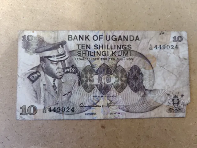 uganda banknotes Ten Shilling Note 1973