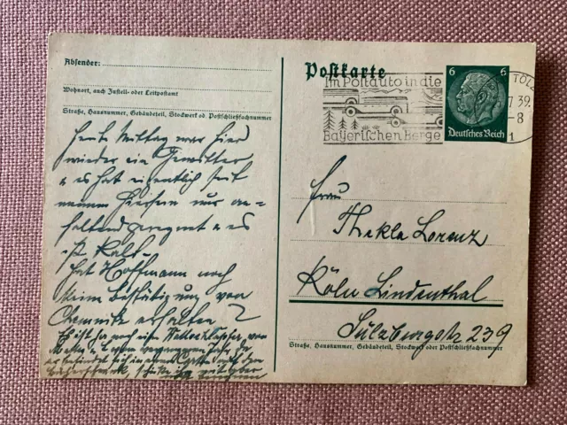 Postkarte Ganzsache - DR - Mi P 226 - Stempel Bad Tölz - 1939