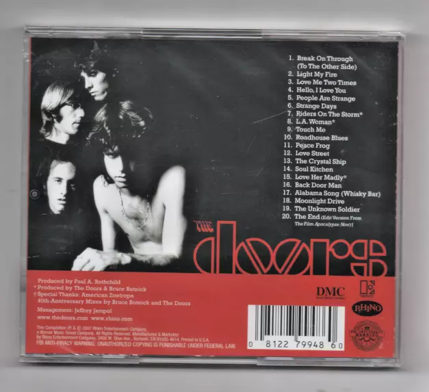 The Doors Greatest Hits CD 40th Anniversary CD Break on Through, Light My Fire 2