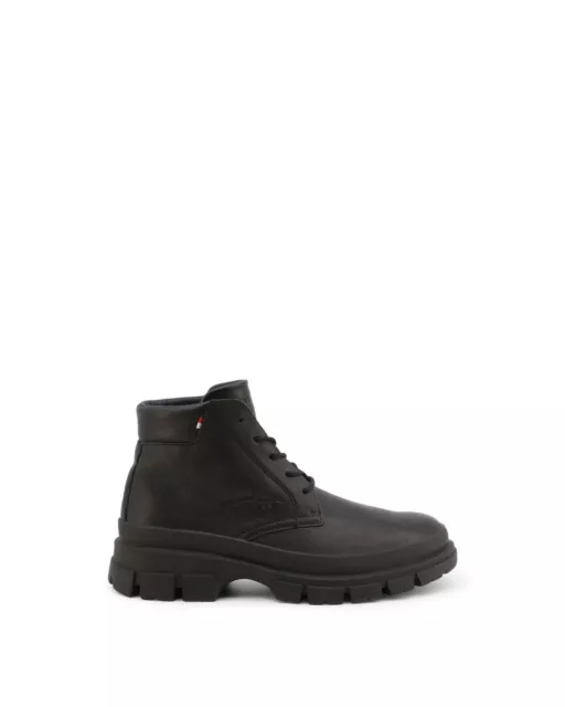 Tommy Hilfiger Leather Ankle Boots with Round Toe  - Black
