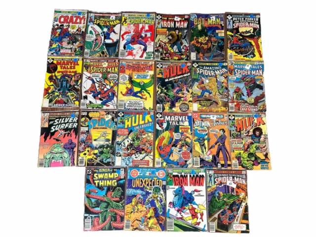 1977-1980s Comic Book Lot of 22 Iron Man Bat Man Amazing Spider Man Marvel DC