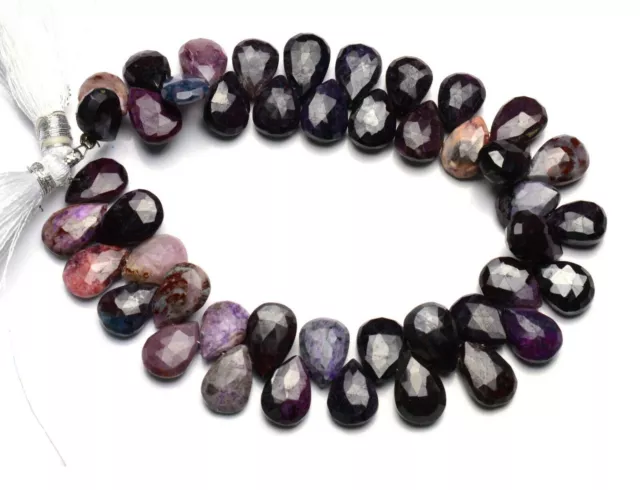 Natural Rare Gem Sugilite 12x8MM Size Faceted Pear Shape Beads 8.5" Strand 170Ct