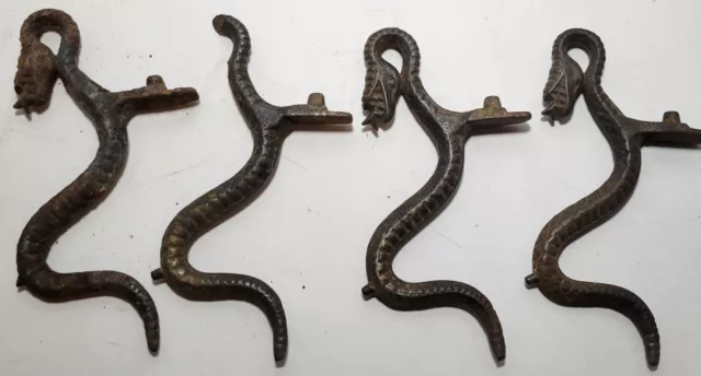 Antique Victorian Shelf Brackets Ornate Snake Dragon Sconce Hardware Cast Iron