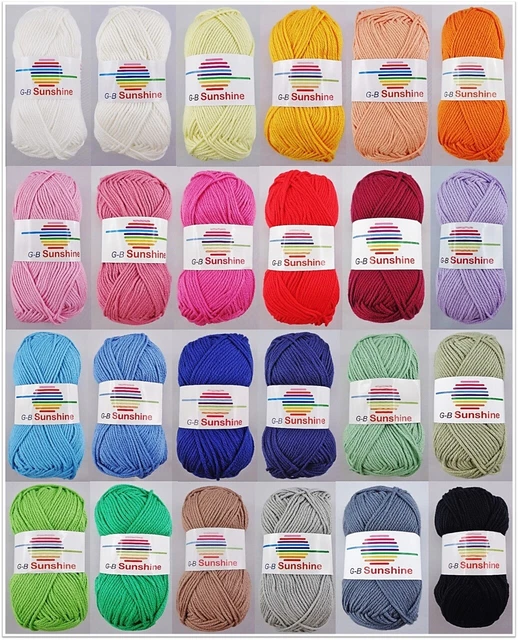 50g G-B Sunshine Baumwolle Acryl Wolle Garn zum Stricken Häkeln GP 39,80€/1kg