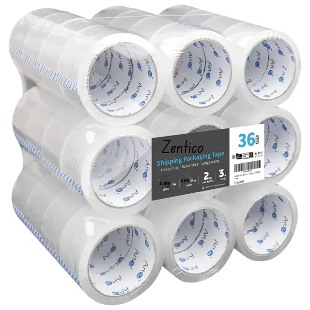 36 Rolls  Carton Sealing Packing Tape Box Shipping 1.89 x 110 / 65 yd 2 mil