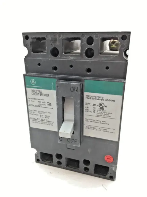 General Electric TED134020V Bolt-On Circuit Breaker 20A 480V 3P 3PH TED 20 AMP