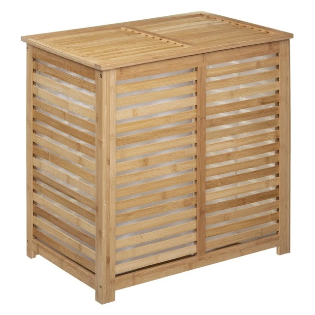 Cesta Ropa Recolector de Lavado Wäschetrenner ✅ 2-fach ✅ Bambú ✅ 60 x 40 X 58CM