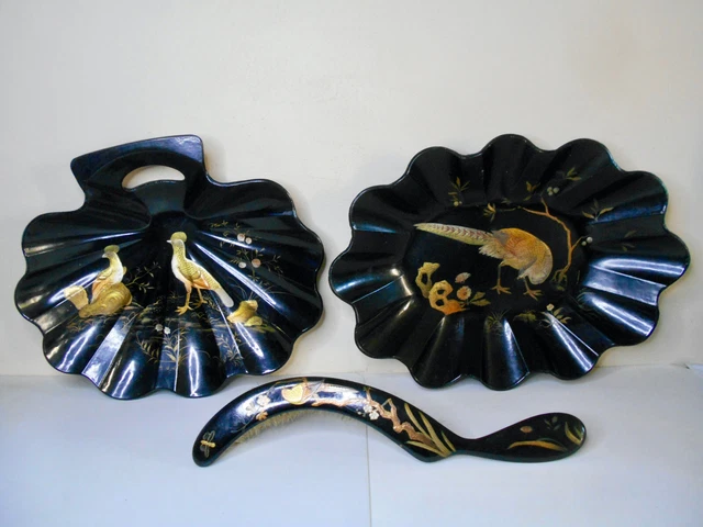 Ancienne Pelle à Miettes En Papier Mâché – Décor Asiatique – Collection