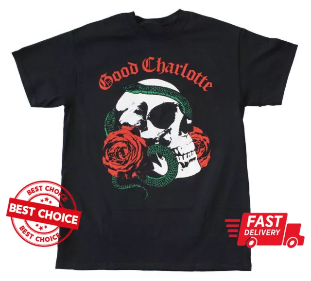 Good Charlotte Rose Skull Men Black T-shirt S-3XL Q9685