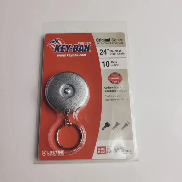 KEY-BAK 0005-011 Key Reel, Split Ring Type, 1 1/8 in Ring Size, Chrome