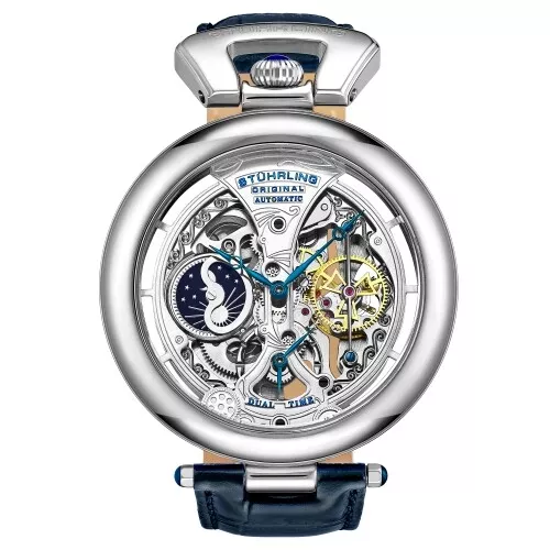STUHRLING EMPEROR S GRANDEUR 3919 Automatic 49mm Men s Skeleton Dual Time Watch 193.48 PicClick UK