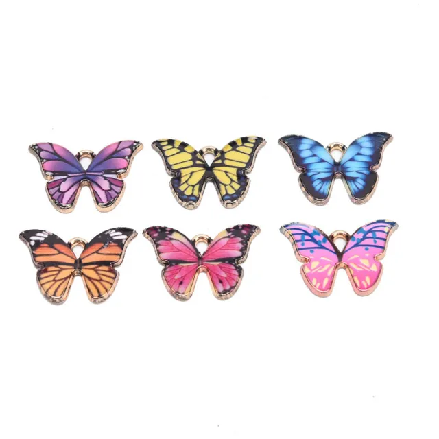 10 Stück Emaille bunte Schmetterling Charms Anhänger finden DIY Herstellung