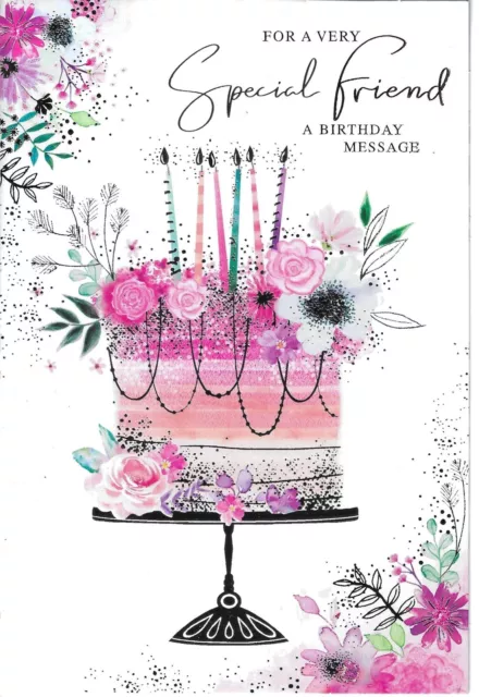 Special Friend Birthday Greeting Card 7"X5" Pretty Cake