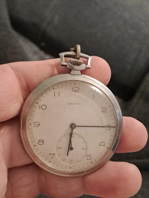 Montre à Gousset Ancienne Zenith Art Déco En Argent 800 Niello – Années 1920
