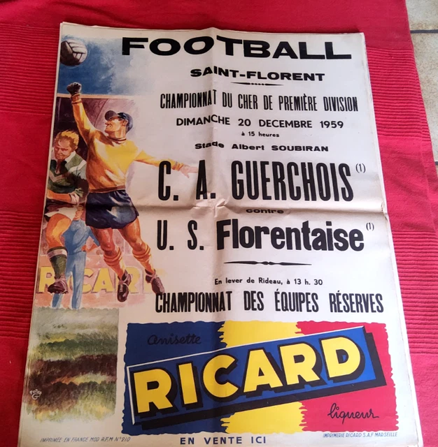 ANCIENNE AUTHENTIQUE AFFICHE Ricard De 1959 Publicité Football EUR 9,99 ...