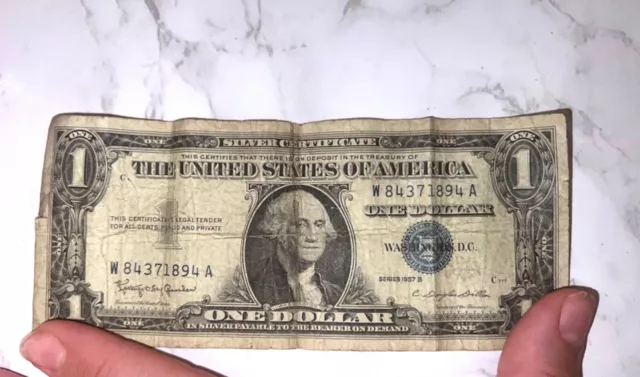1957 Silver Certificate Rare Dollar Bill Blue Seal Old US Bill $1 Money Series B
