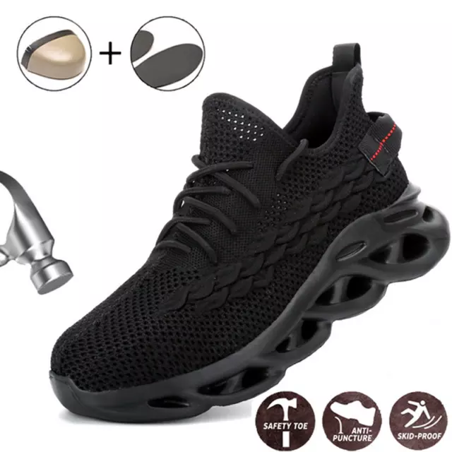 WOMENS BLACK SAFETY Shoes Steel Toe Cap Work Boots Casual Sports Shoes ...