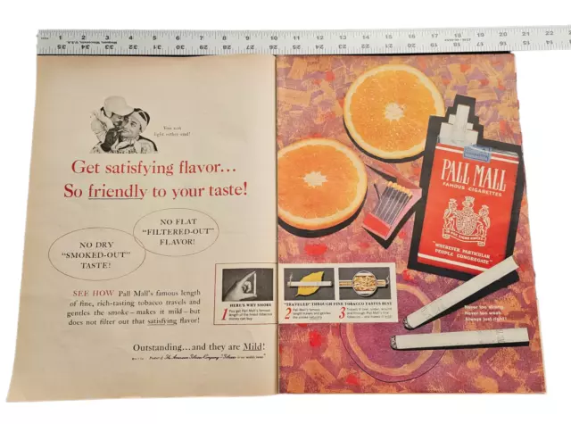 February 1960 Pall Mall Famous Cigarettes Vintage Print Ad Life Magazine