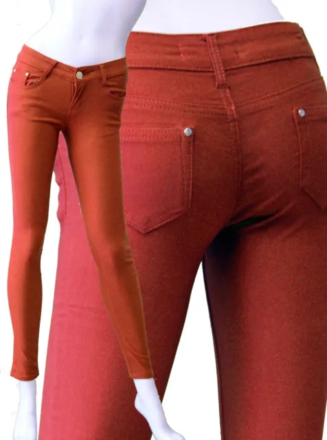 Damen Stretch Hose Jeans-Look Röhre Skinny Leggings Leggins Treggings Jeggings