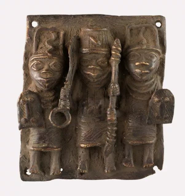 Platte Royal Palast Stil Ife Bronze Afrikanisch Benin Nigeria 16.5x15cm - 718
