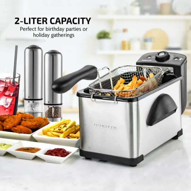 Electric Deep Fryer With Basket Small Fryer Stainless Steel Fish Fryer 1KW  2.5L 