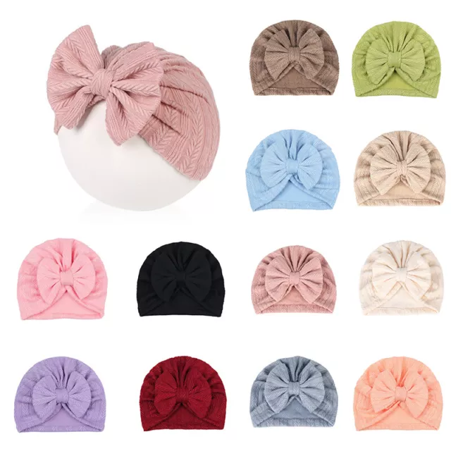 Neonati Bambino Fiocco Turbante Elastico Jacquard Cappello Foto Props # Au -