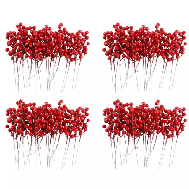 80 Pack 8  KüNstliche Weihnachten Rot Berries Stiele für Christbaumschm1326