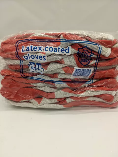 PREMIUM Non-Slip Red Latex Rubber Palm Coated Work SAFETY Gloves (10 Pack)