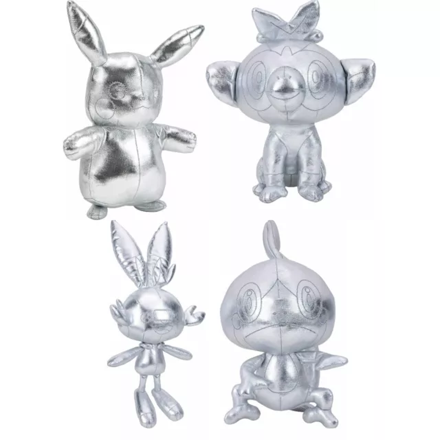 Pokemon 25 Jahre Plüschfiguren Stofftier ca. 20cm Silber Pikachu zur Auswahl