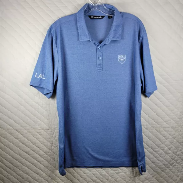 Travis Mathew Polo Shirt Mens Size XL Blue Short Sleeve Golf Pima Cotton Bell