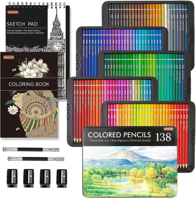 138 Colours Professional Colouring Pencils Shuttle Art Soft Core Coloured-AU