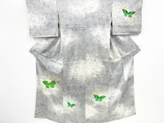 40386# Japanese Kimono / Antique Kimono / Embroidery / Butterfly & Scattered