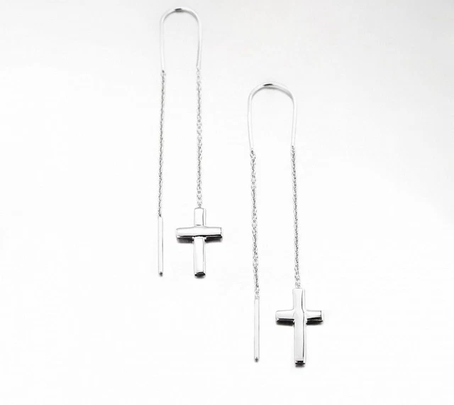 Boucles D'oreilles Pendantes étoiles Et Chaîne - Argent 925 Rhodié - Marque Petugons, Dormeuses