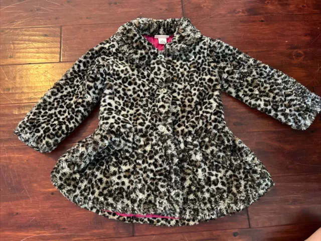 Juicy Couture 5 Girls Cheetah Long Jacket Fuzzy Ruffle On The Bottom Leopard