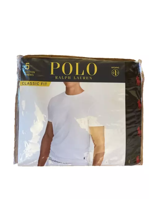 Polo Ralph Lauren Crew Men's T-Shirt - Black, Size L (Pack of 5)